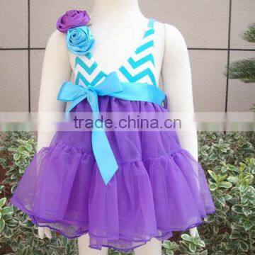 Hot sale purple color flower babies dresses for infant