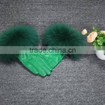 Wholesale Ladies Raccoon Fur Trimmed Sheep Leather Gloves With Factory Price photo-2
