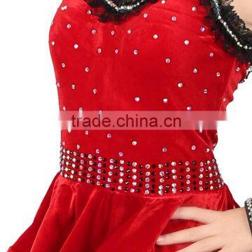 2017 Velvet Girls Child Latin Dance Costumes Black Red Fishtail Dance Dress For Kids photo-6