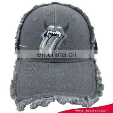 So cool Hip hop denim fabric half mesh trucker cap baseball cap with tassels