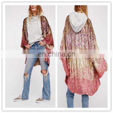 Latest Stylish Long Sleeve Multicolor Sequin Kimono For Girl