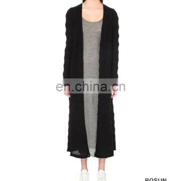 Simple Open-front Striped Pattern 100% Cashmere Cardigan Sweater