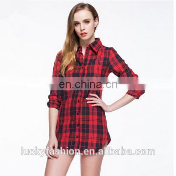 Hot Sale Women Casual Plaid Cotton Long Sleeve Plus Size Shirt