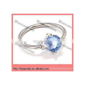 316l stainless steel captive bead rings with crystal nose ring lip rings body piercing jewelry ring in blue color