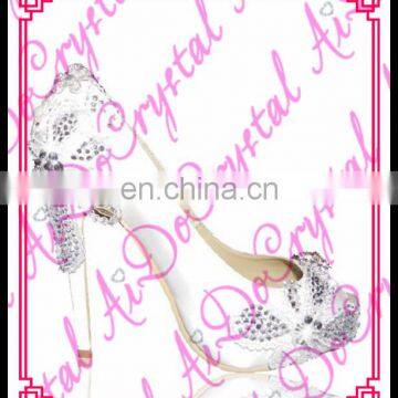 Aidocrystal High quality Peep toe Elegent heel bridal shoes white lace wedding shoes manufacturer