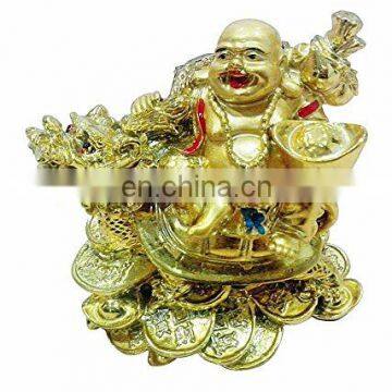 Ratna Handicrafts Vastu Feng Shui Lauging Buddha on Dragon for Remove Bad Luck