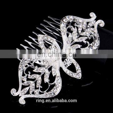 Silver Hair Pins Rose Flower Hair Comb for Bridal Wedding Head Jewelry