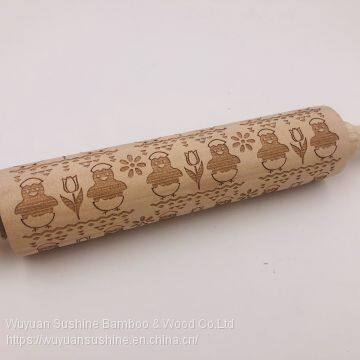 Chick Pattern Wooden Rolling Pin, Made of Chinese Cherry photo-3