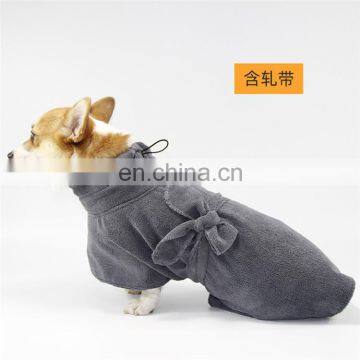 Soft Belt Included Warm Fast Drying Pet Towel Microfiber Dog Bathrobe photo-4