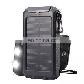 Waterproof Portable 10000mah Solar Mobile Power Charger With LED Lights