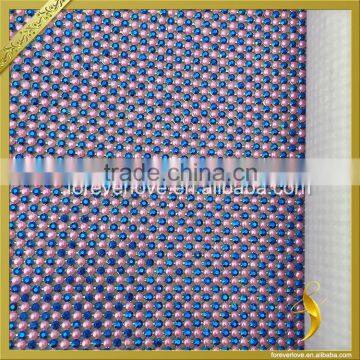 Blue Hot Fix Rhinestone Sheets Pink Pear Beads Trimming Rhinestone Mesh FRM-162 photo-3