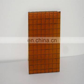 6.5mm yellow wired nashiji patterned glass