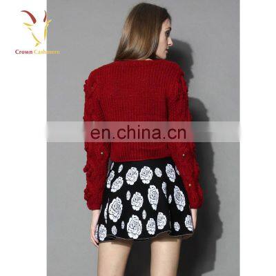Fashion Red Chunky Sweater Women Cable Knit Pullover Sweater for Ladies photo-3
