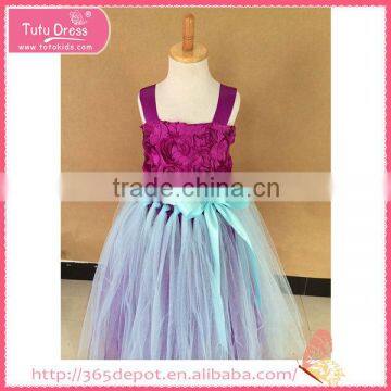 Kids sunflower fancy dress, kids long chiffon party dress for young girl