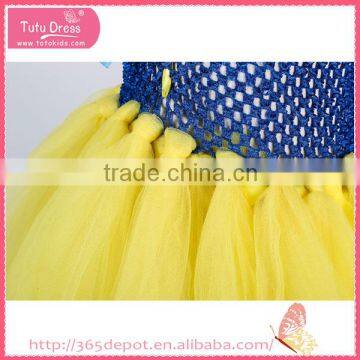 Softtextile Yarn Bright Yellow Bowknot Tutu Fluffy Voile Girl's Dress Children Frocks Designs photo-6