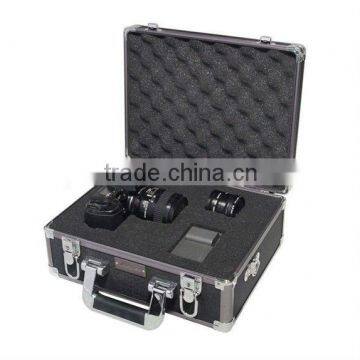 China fashion aluminum hard black camera carrying case with handle