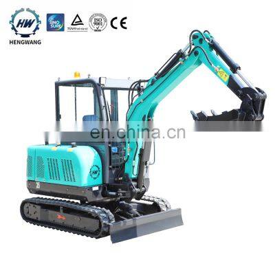 Hengwang HW35 Factory Direct Sale 3.5t Hydraulic Mini Crawler Excavator With Side Swing Boom