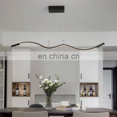 Indoor Nordic Led Chandelier Home Dining Wave Ceiling Lamps Modern Minimalist Office Long Pendant Light