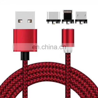 Mobile Phone Straight Magnet Data Cable 3 In 1 Magnetic Fast Charging Usb Data Cable For Iphon/Sam-sung/Hua-wei