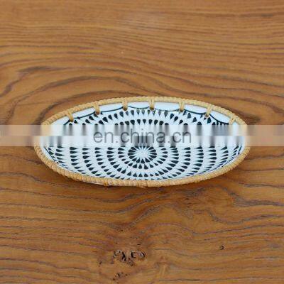 Best Price Wholesale 2023 Rattan Ceramic Tray, Hig Quality Serving Trays Natural Tray Basket for Breakfast Wholesale photo-5