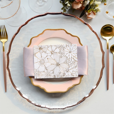 Elegant Under Plate New Fancy Rose Gold Rimmed Charger Plate