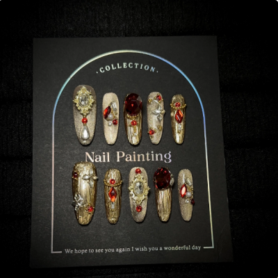 Luxury Leopard Print Press-on Nails With Crystal Accents for Elegant Style