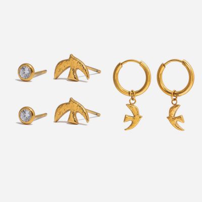 Custom Waterproof Stainless Steel Heart Earrings - 18K Gold Plated Fashion Jewelry