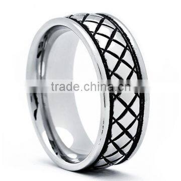 2016 New Fashion Stainless Steel Men's Crosshatch Cast Wedding Band