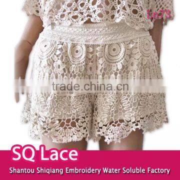 Embroidery water soluble lace/cotton lace shorts for girls in summer