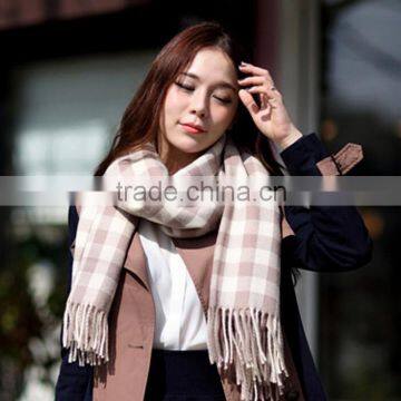 New Arrvial Winter Fashion Tassel Wool Woman Plaid Scarf Pashmina