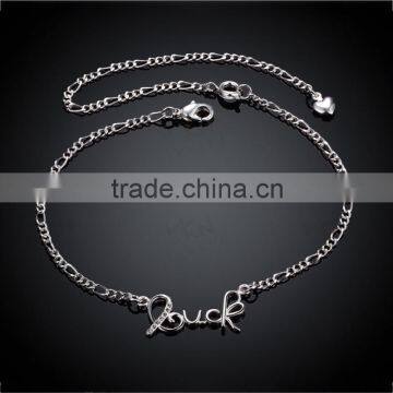 SPA017 Fashion Letter Lucky Pendant Jewelry Antique Silver Anklets