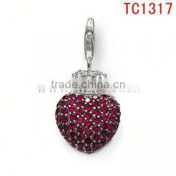 TC1317 fashion jewelry manufacturer diamond pave sliver mental online shopping charm