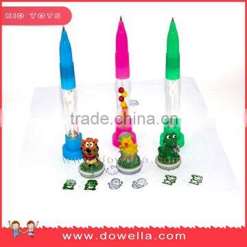 Hot sale promotional Cartoon stationery funny pen with stamp for children