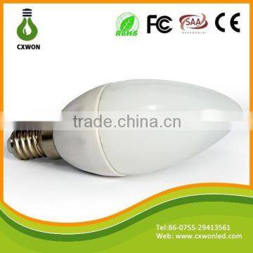 86LM/W milky led candle light e14 110v 220v 3w candle led bulb lamp without tail