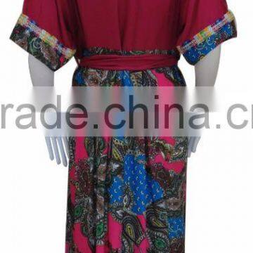 100%rayaon Muslim Abaya 2016 Traditional Print Maxi Dress Whit Decorate on Chest photo-2