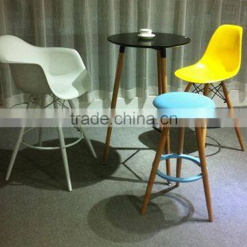 High quality wholesale Home Dining Room Furniture PP Plastic Coffee Shop Chair/ Wood legs Bar Chair, HYX-506