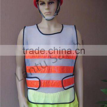 White mesh safety vest with PVC reflective tapes