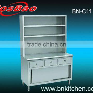 Stainless steel commercial kitchen cabinet with drawers & shelves