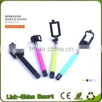 handheld colorful wireless selfie stick,USB charging z07-5f bluetooth selfie stick with factory price