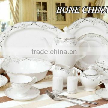 73pcs square decal bone china dinner set with royal design