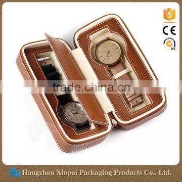 engraved leather watch case with zipper