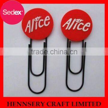 Rubber soft pvc custom logo metal paper clip