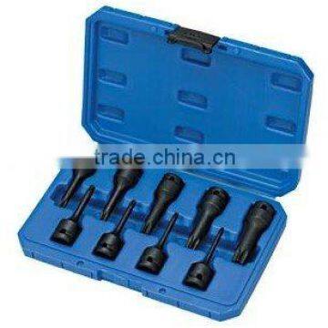 9pcs 1/2" Dr. Star Impact Socket Bit Set, Auto Repair Tools, Pneumatic Tool Accessories