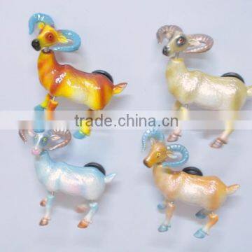 4 inch Pearl Powder Colorful Goat Plastic Fridge Magnets