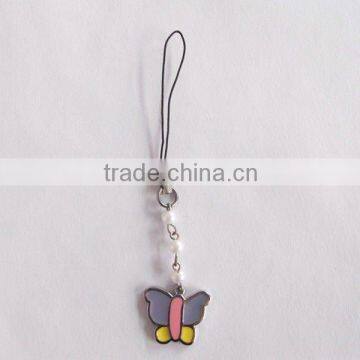 2012 fashion butterfly pendant beaded cell phone charm