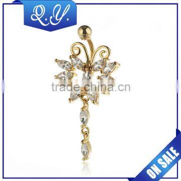 2015 Steel Zircon Navel Button Rings Umbilical Nail Standard Bow Colored Zircon Needle Body Piercing Jewelry Accessories