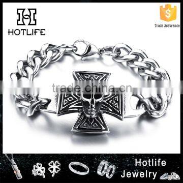 New Products 2016 Men's 316L Stainless Steel Skull Wrist Bracelet