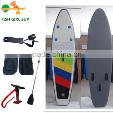 Rainbow customized EVA-pad inflatable stand up padddlesurf board