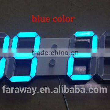 remote 5" large blue led wall clock with calendar,temperature and alarm function