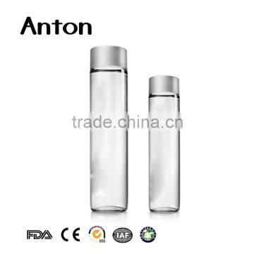 Same shape with VOSS bottle 375ml tall round glass bottle with metal cap Norway